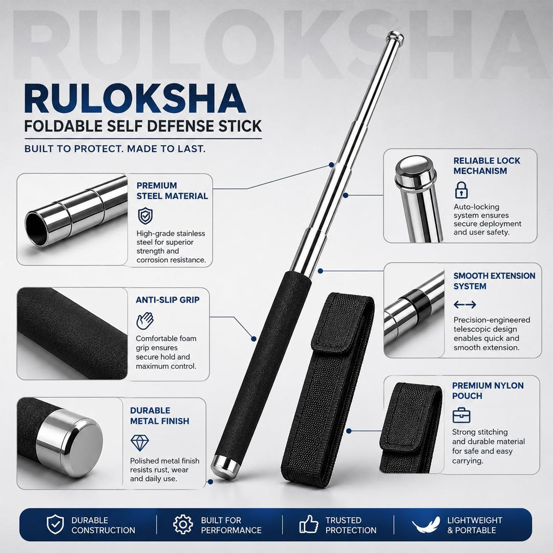 Foldable Extendable Pointer Stick, Telescopic Teaching & Presentation Pointer with Comfortable Grip (Portable, Lightweight Design)