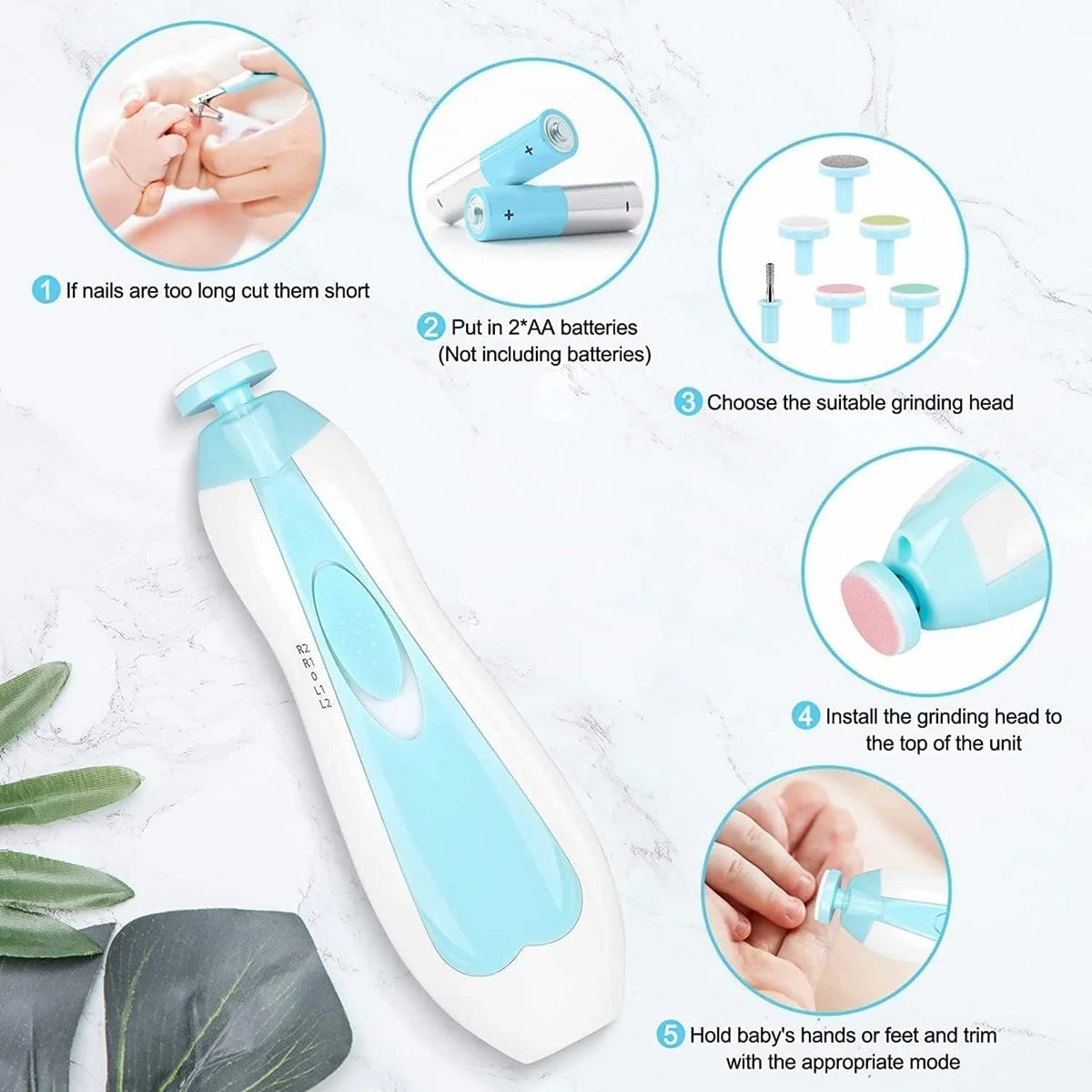 Electric Baby Nail Trimmer Kit | LED Light