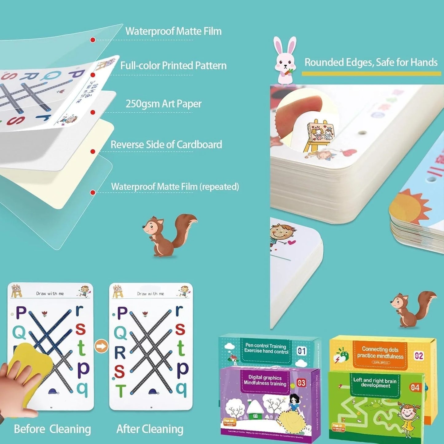 Magic Writing & Calligraphy Practice Book Kit | Reusable (4 Books)