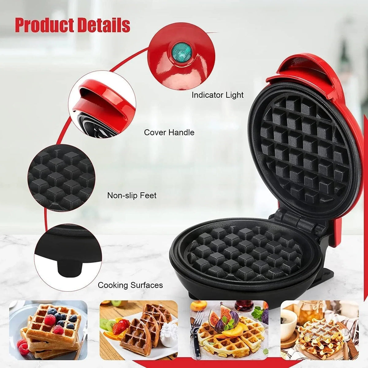 Mini Electric Non-Stick Waffle Maker Machine