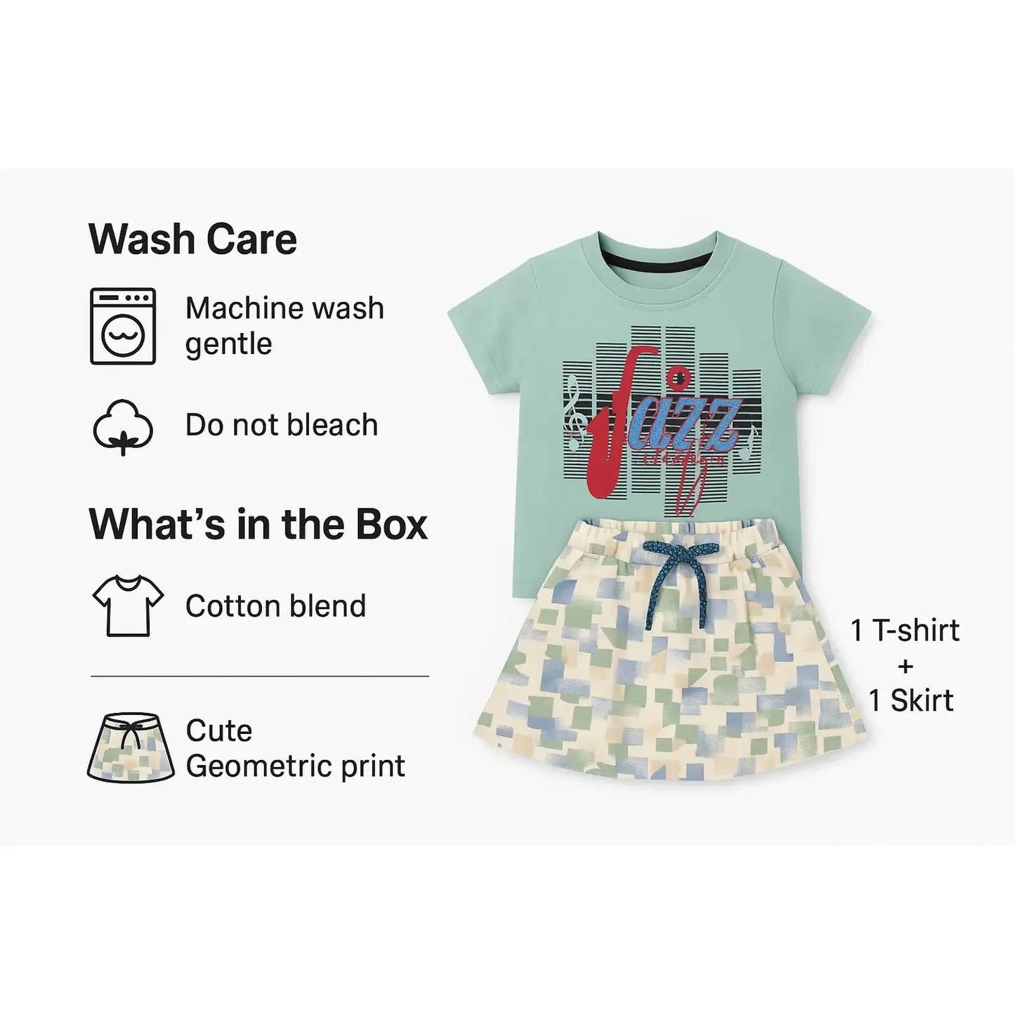Baby Girl Clothing Set | Breathable 100% Organic Cotton | Age 1-2