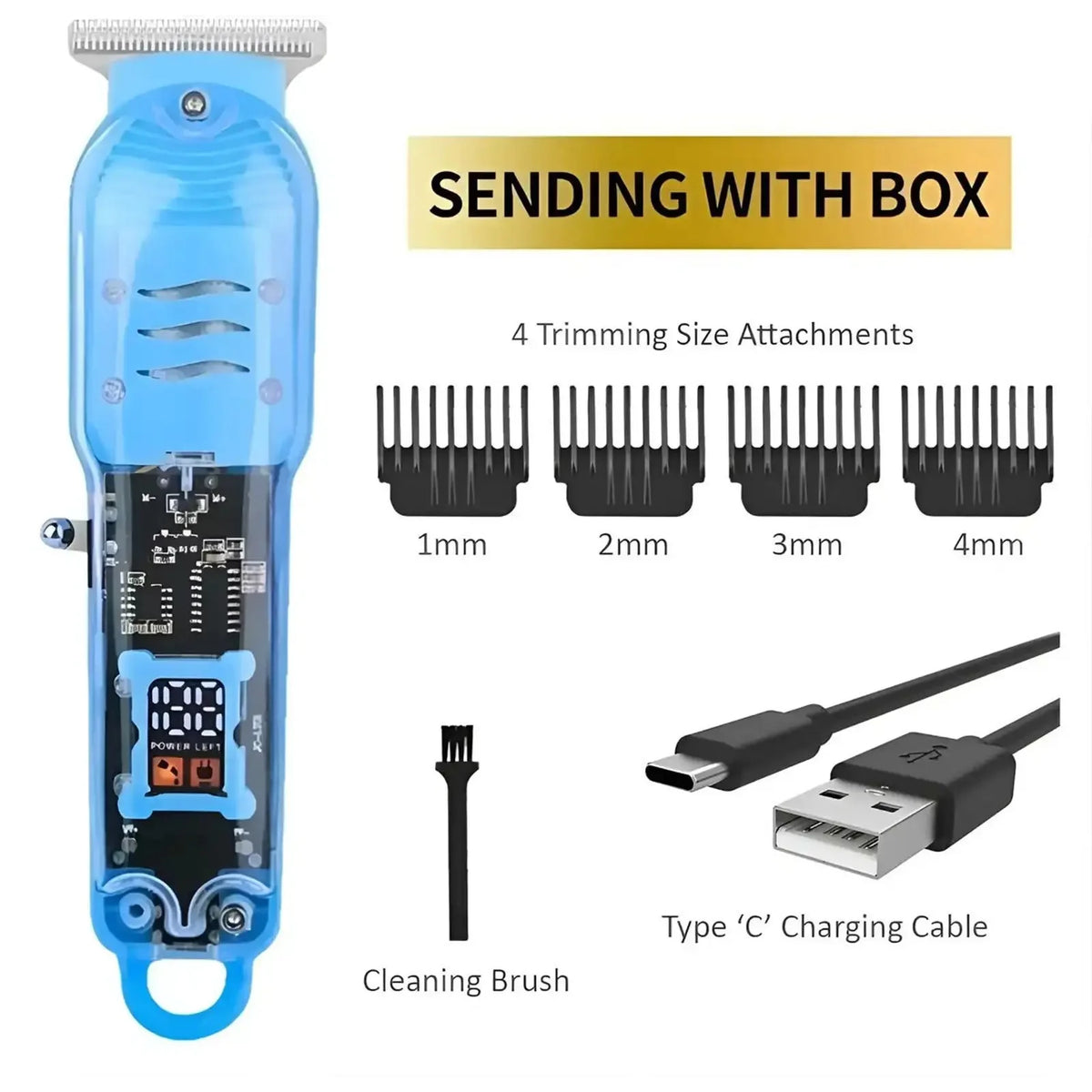 Transparent T-Blade Hair & Beard Trimmer