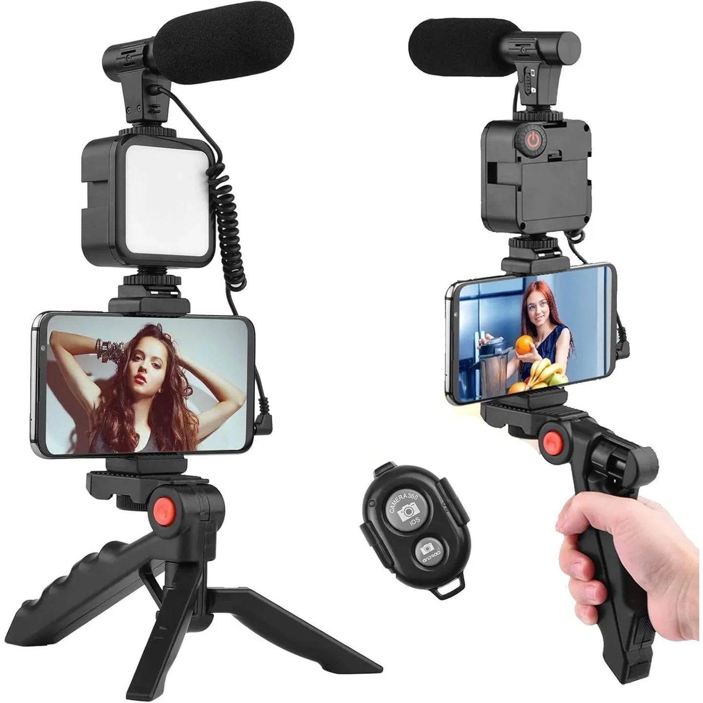 5-in-1 Vlogging & Video Making Kit | With Microphone, Tripod & LED Light