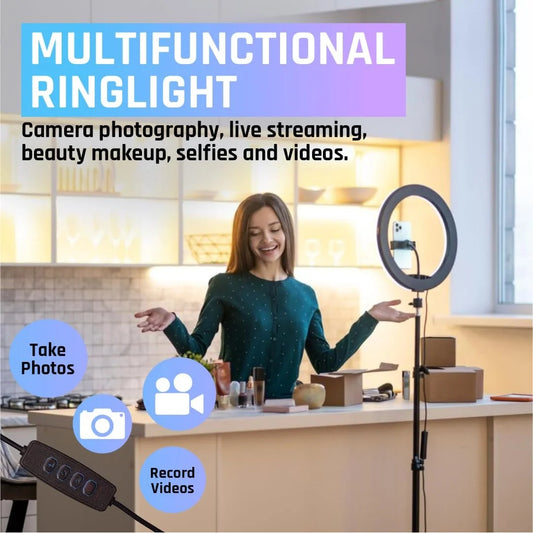 10-Inch LED Ring Light | 7-Feet Professional Tripod Stand