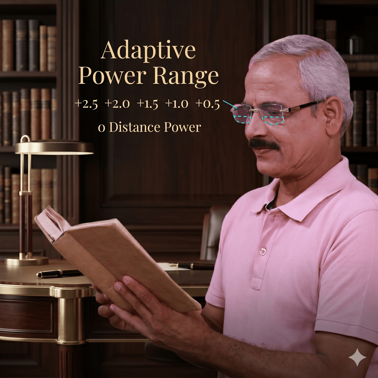 Rimless Auto-Adjusting Bifocal Reading Glasses