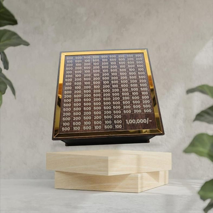 Savings Challenge Piggy Bank- 1 Lakh Wooden Money Bank