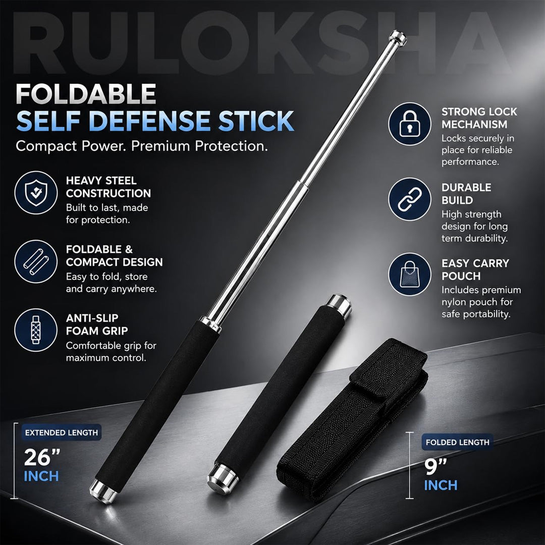 Foldable Extendable Pointer Stick, Telescopic Teaching & Presentation Pointer with Comfortable Grip (Portable, Lightweight Design)