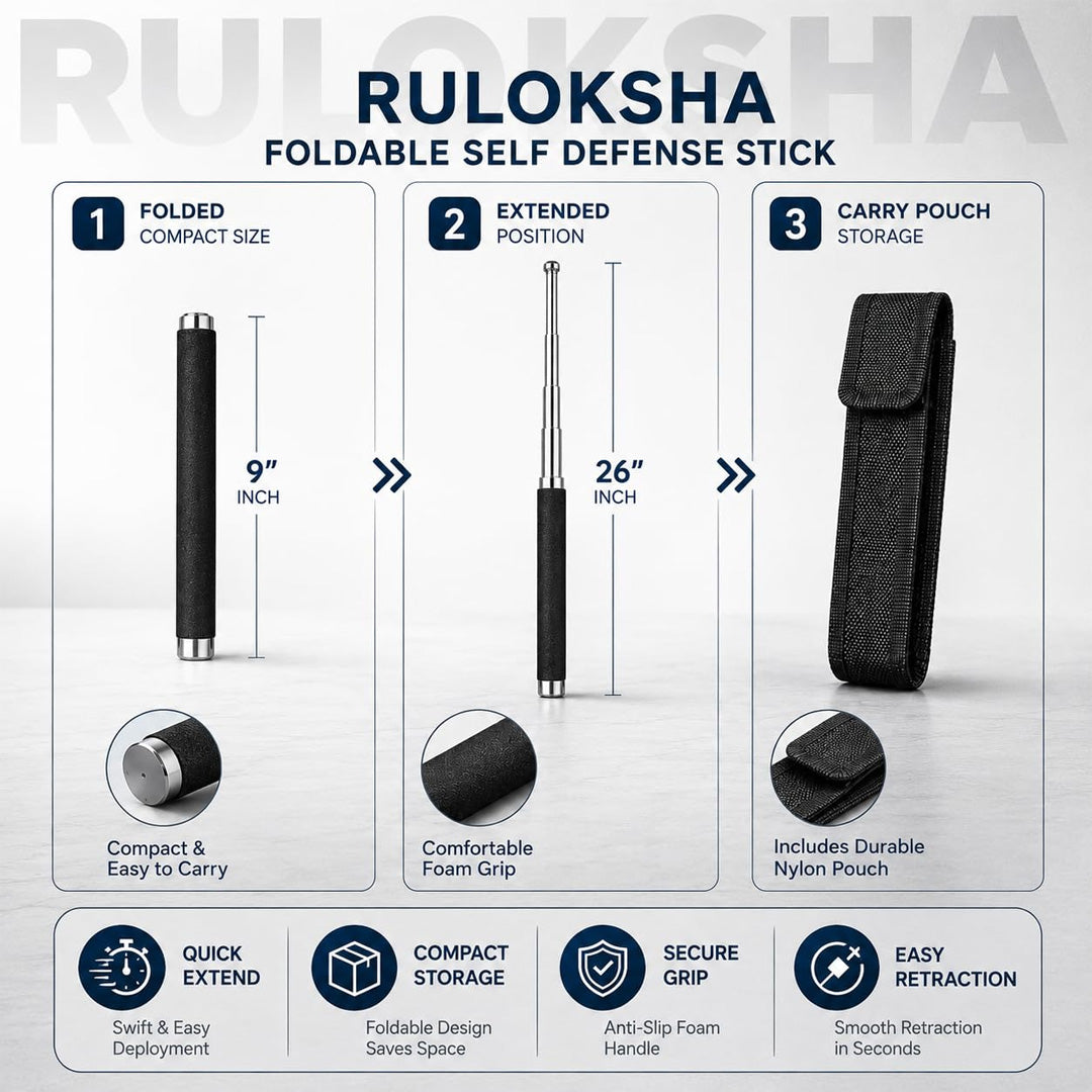 Foldable Extendable Pointer Stick, Telescopic Teaching & Presentation Pointer with Comfortable Grip (Portable, Lightweight Design)