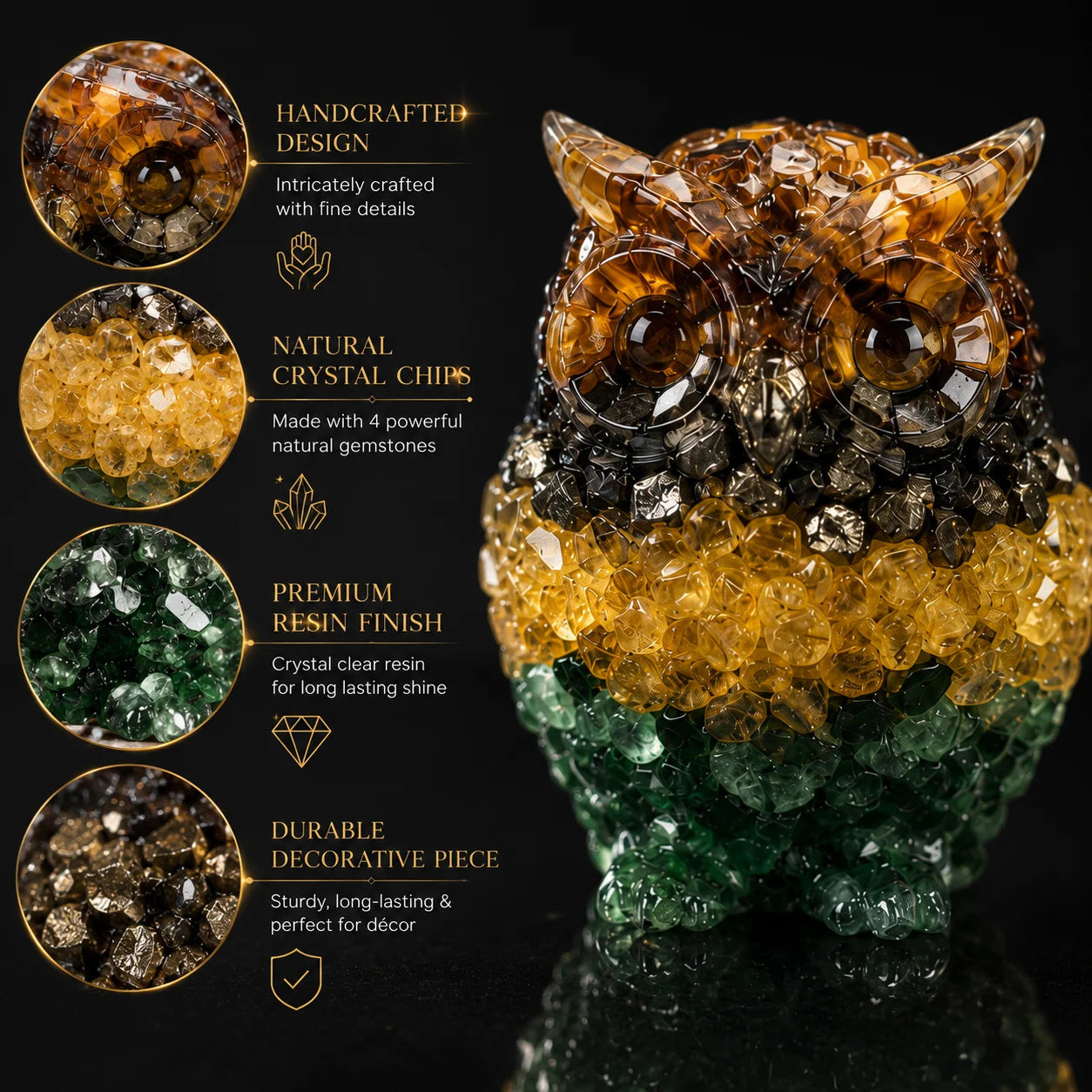 Crystal Owl Figurine | Aesthetic Natural Healing