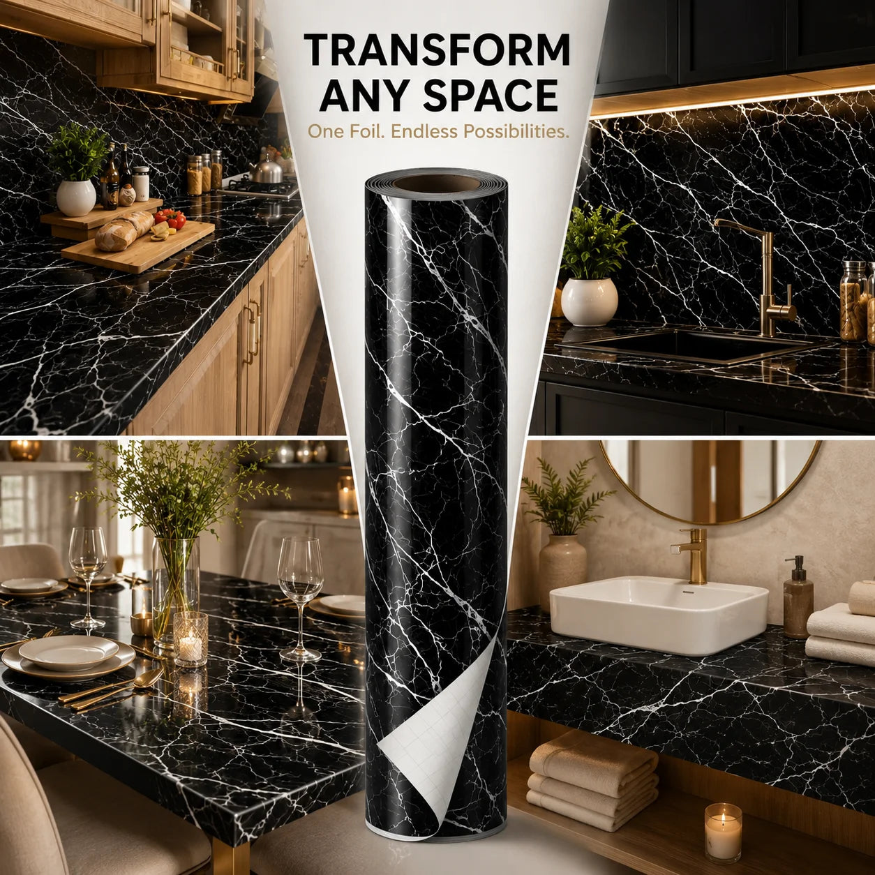 Self-Adhesive Waterproof & Oil-Proof Kitchen Wallpaper | 1 Roll = 60 cm x 200 cm