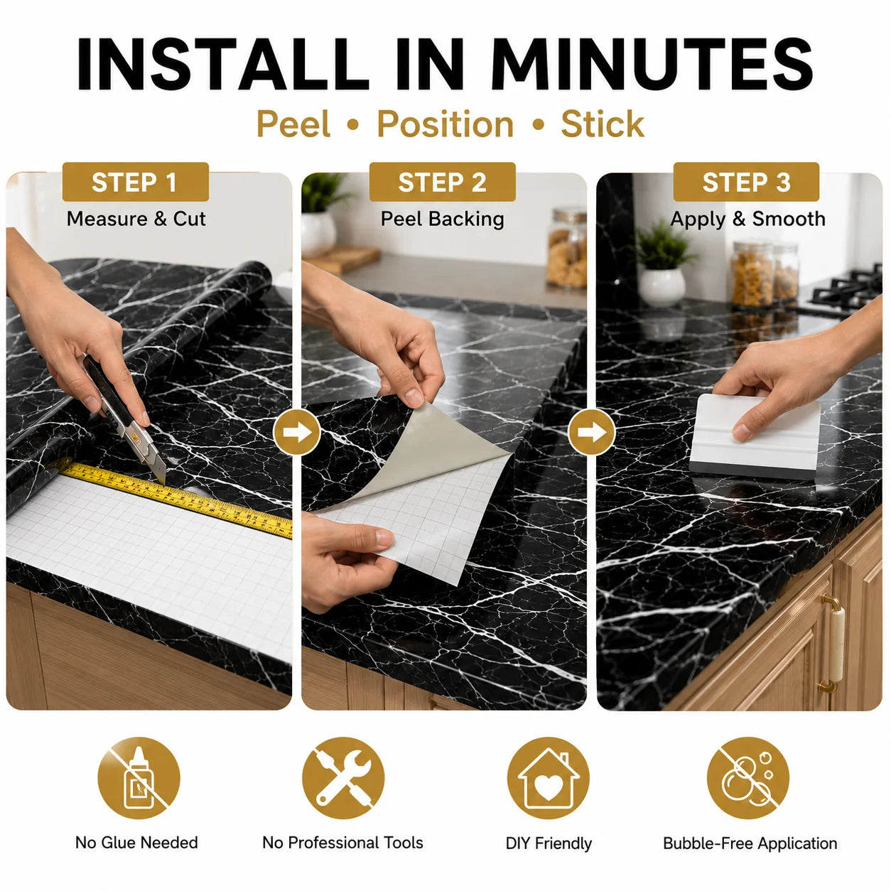 Self-Adhesive Waterproof & Oil-Proof Kitchen Wallpaper | 1 Roll = 60 cm x 200 cm
