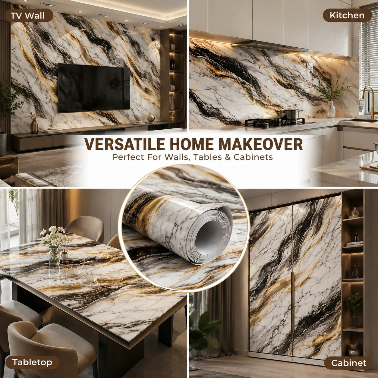 Self-Adhesive Waterproof & Oil-Proof Kitchen Wallpaper | 1 Roll = 60 cm x 200 cm