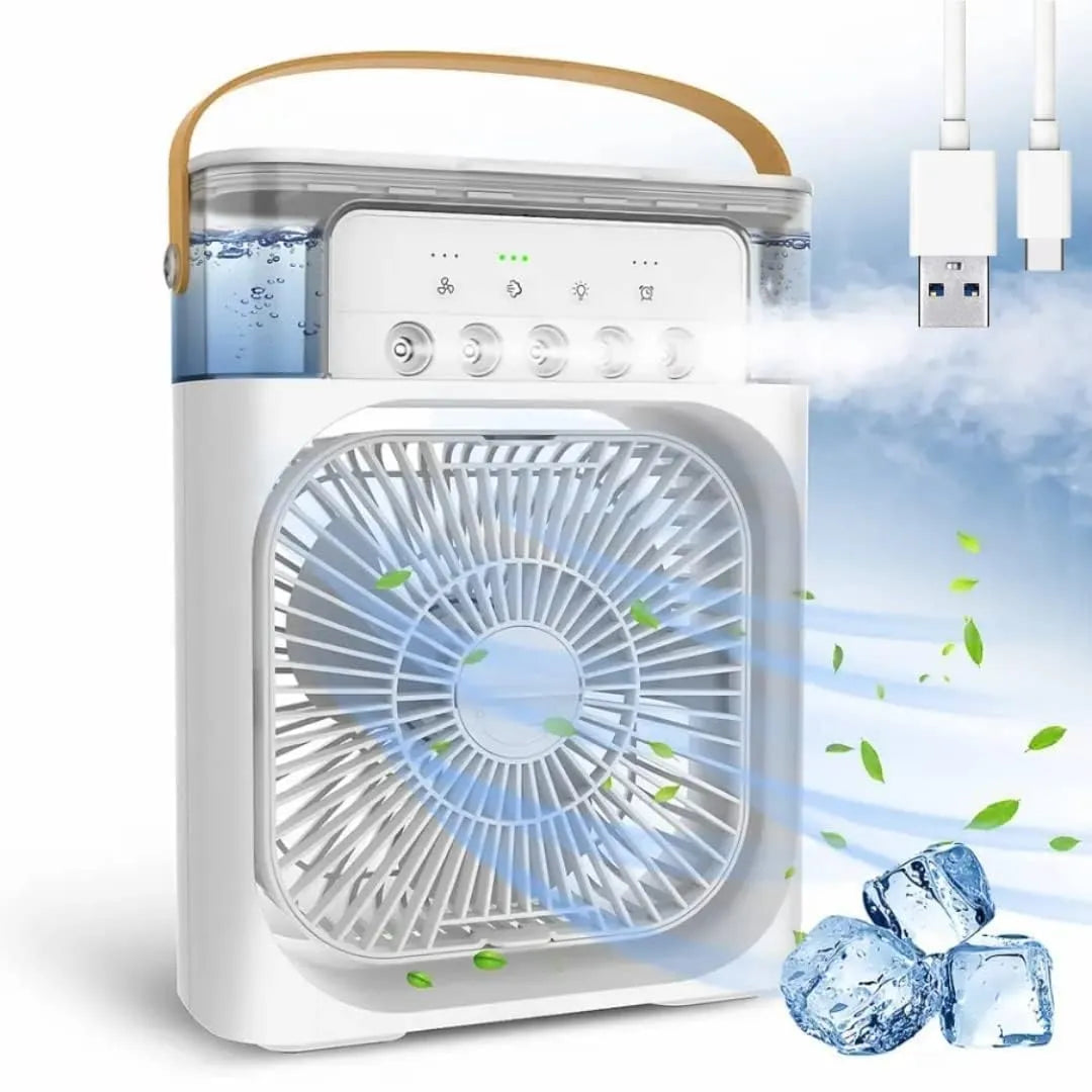 Mini Air Cooler with Water Mist & Glowing Light