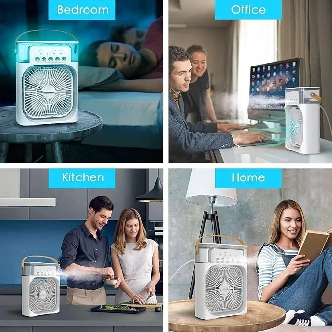 Mini Air Cooler with Water Mist & Glowing Light
