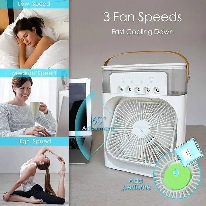 Mini Air Cooler with Water Mist & Glowing Light