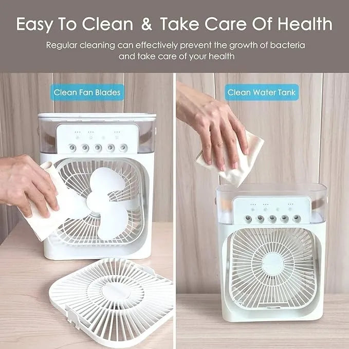 Mini Air Cooler with Water Mist & Glowing Light