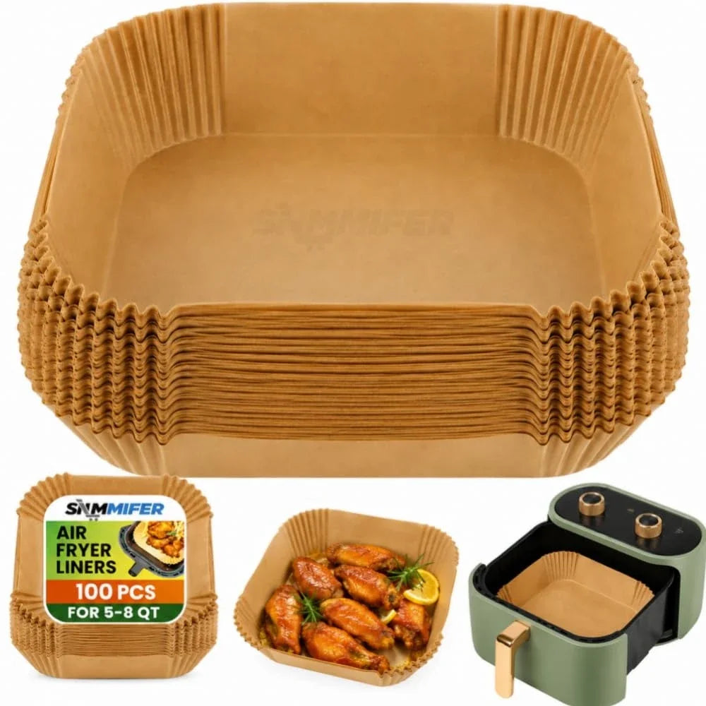 Non-Stick Disposable Paper Liners for Air Fryer (Pack of 100)