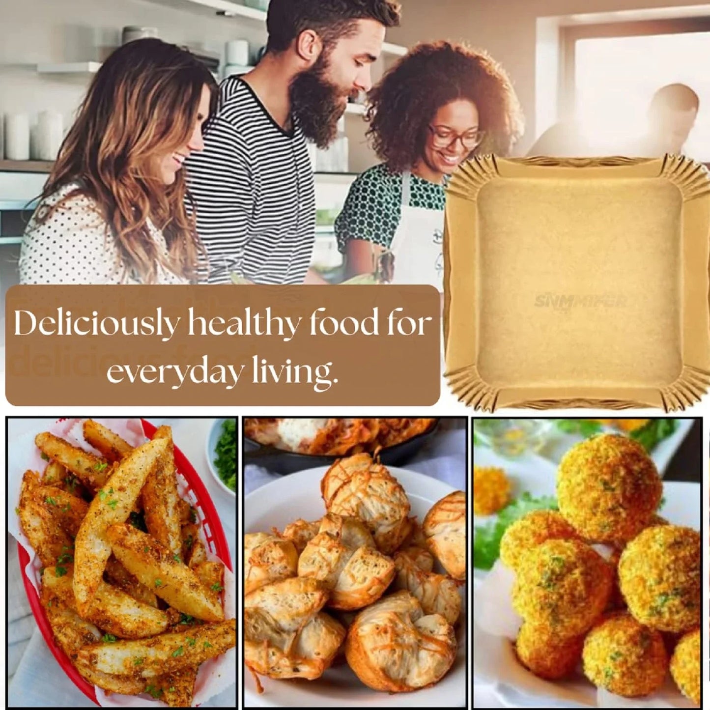 Non-Stick Disposable Paper Liners for Air Fryer (Pack of 100)