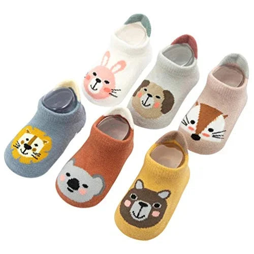 Anti-Slip Soft Cotton Baby Socks with Grip (Pack of 5)