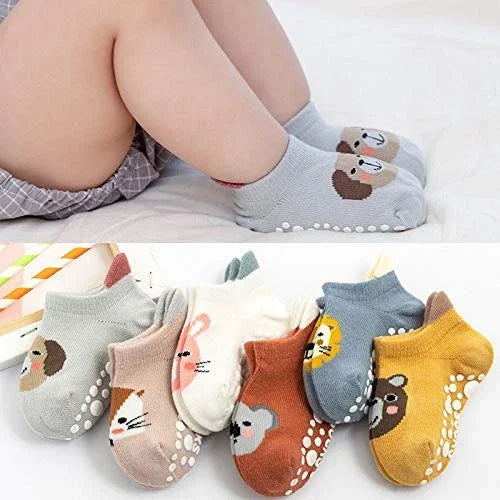 Anti-Slip Soft Cotton Baby Socks with Grip (Pack of 5)