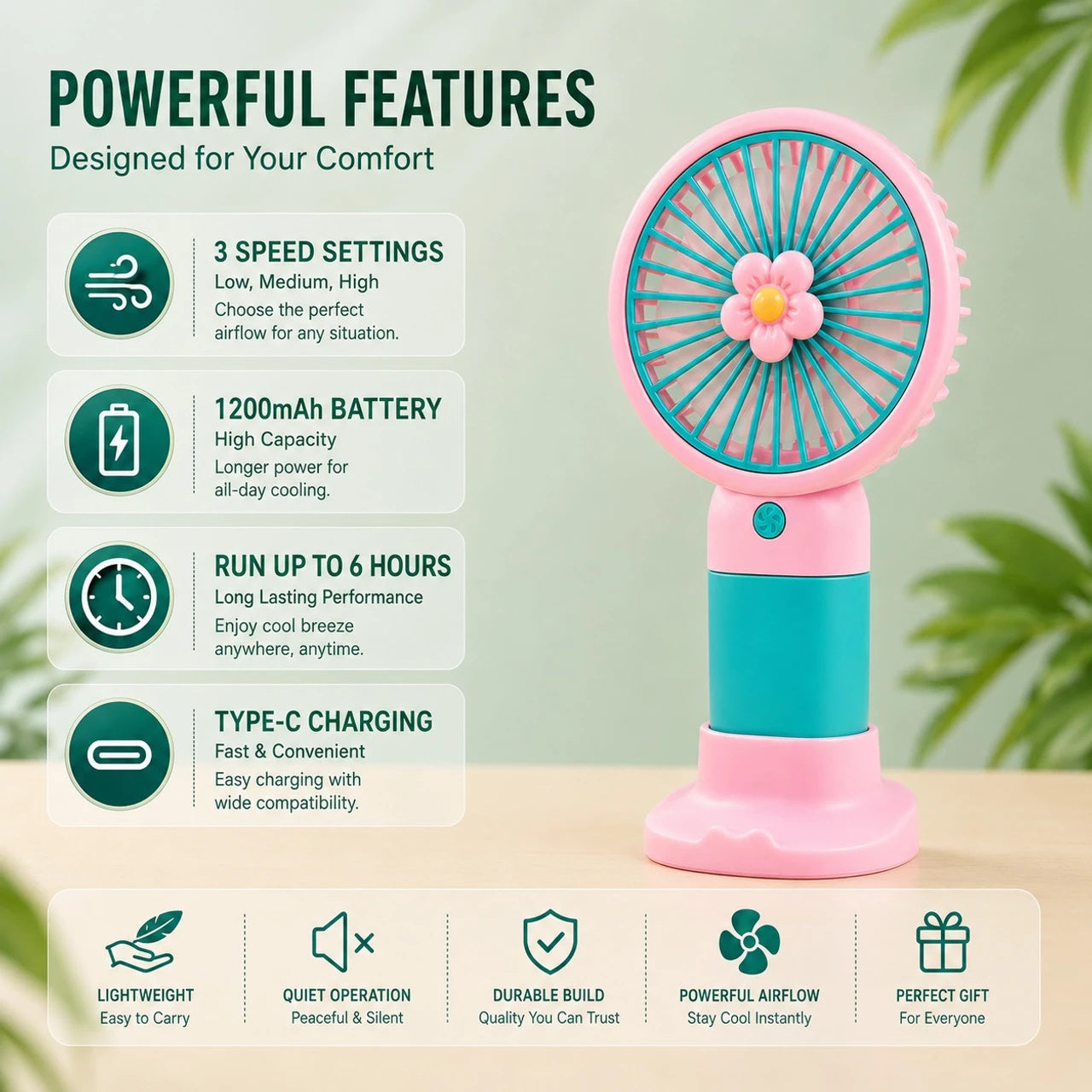 Portable Mini Fan | USB Rechargeable