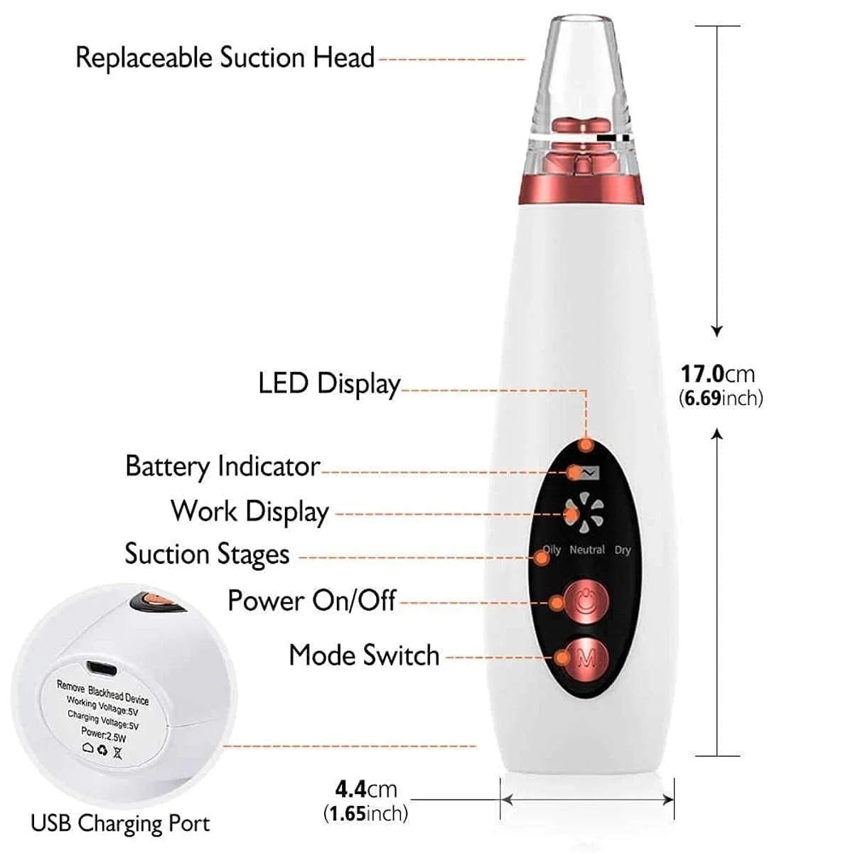 6-in-1 Multi-Functional Blackhead & Pore | Vacuum Suction Technology