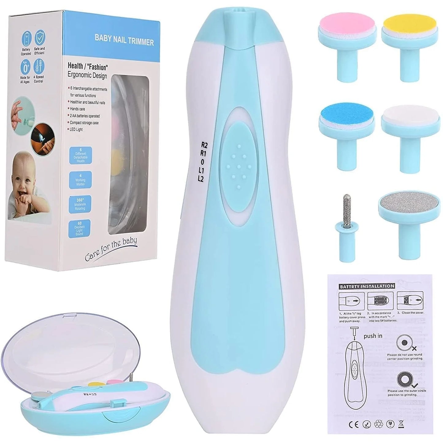 Electric Baby Nail Trimmer Kit | LED Light