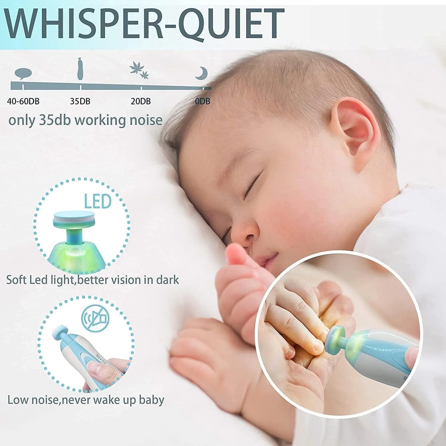 Electric Baby Nail Trimmer Kit | LED Light