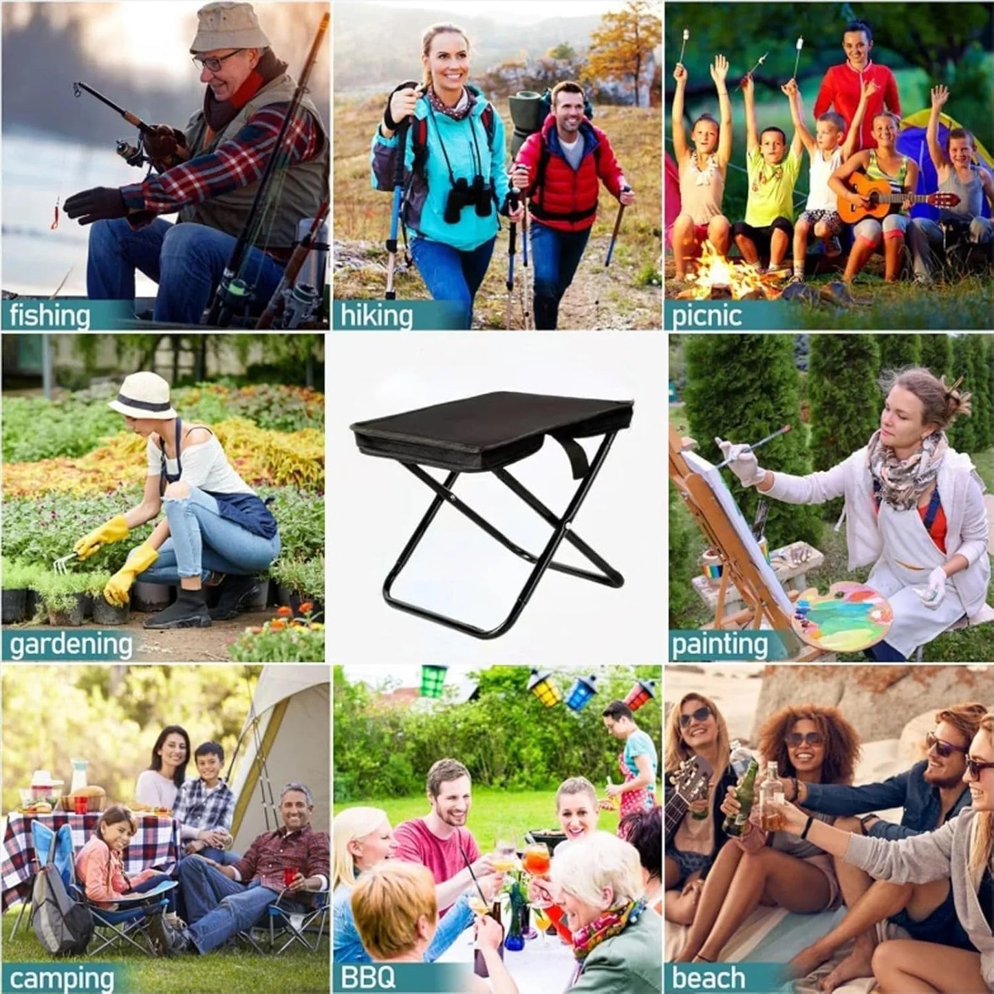 Portable Retractable Folding Stool | Heavy-Duty Outdoor Camping
