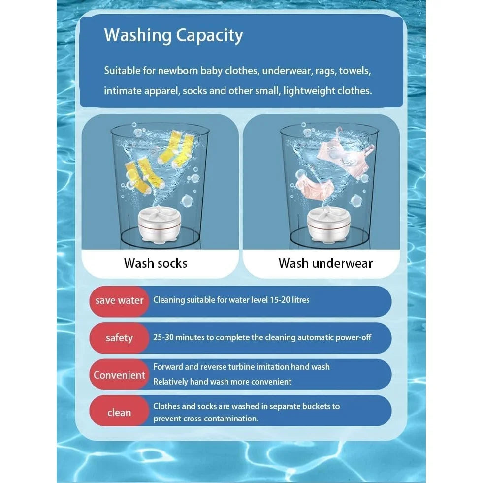 Portable Mini Washing Machine | Ultrasonic Turbine | Travel Friendly