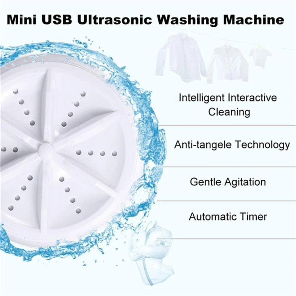 Portable Mini Washing Machine | Ultrasonic Turbine | Travel Friendly