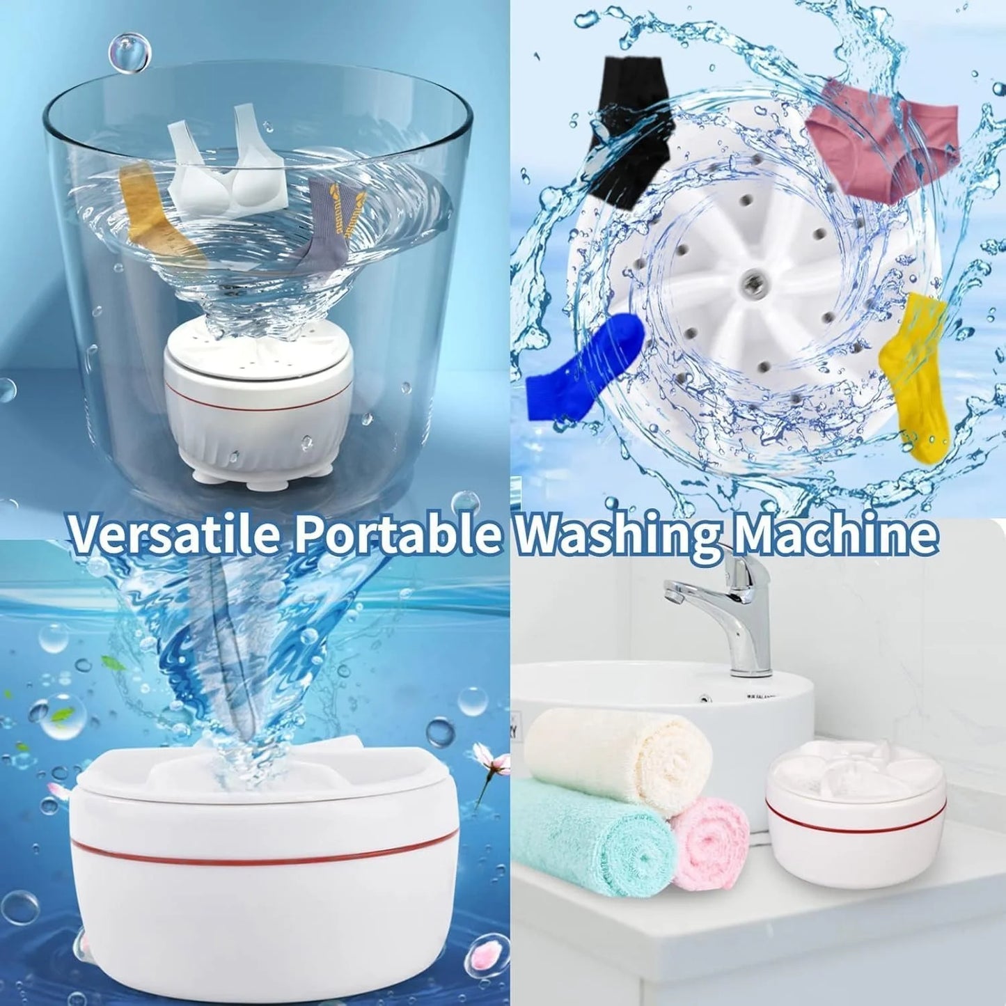 Portable Mini Washing Machine | Ultrasonic Turbine | Travel Friendly