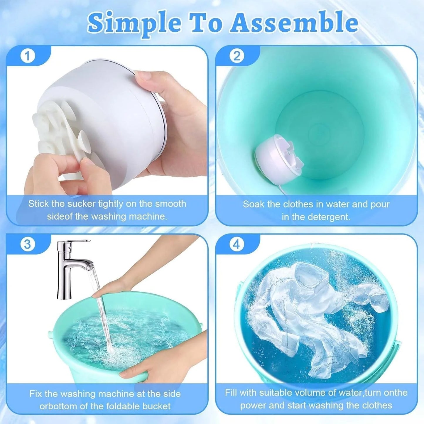 Portable Mini Washing Machine | Ultrasonic Turbine | Travel Friendly