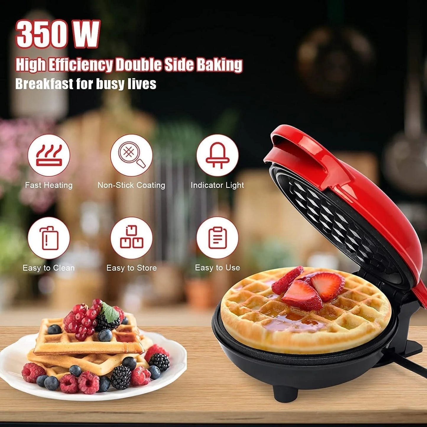 Mini Electric Non-Stick Waffle Maker Machine