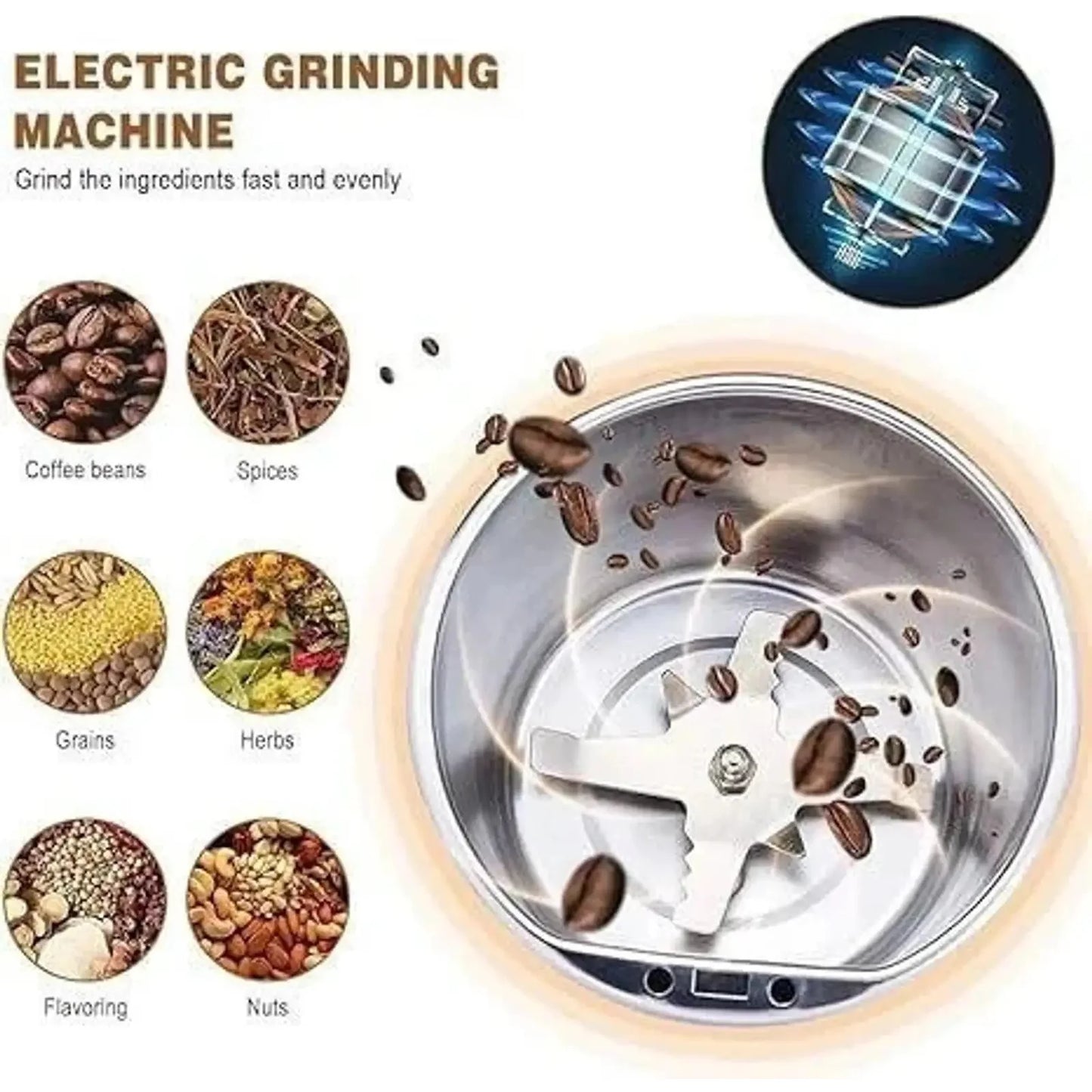 Stainless Steel Coffee Bean & Spice Grinder Machine