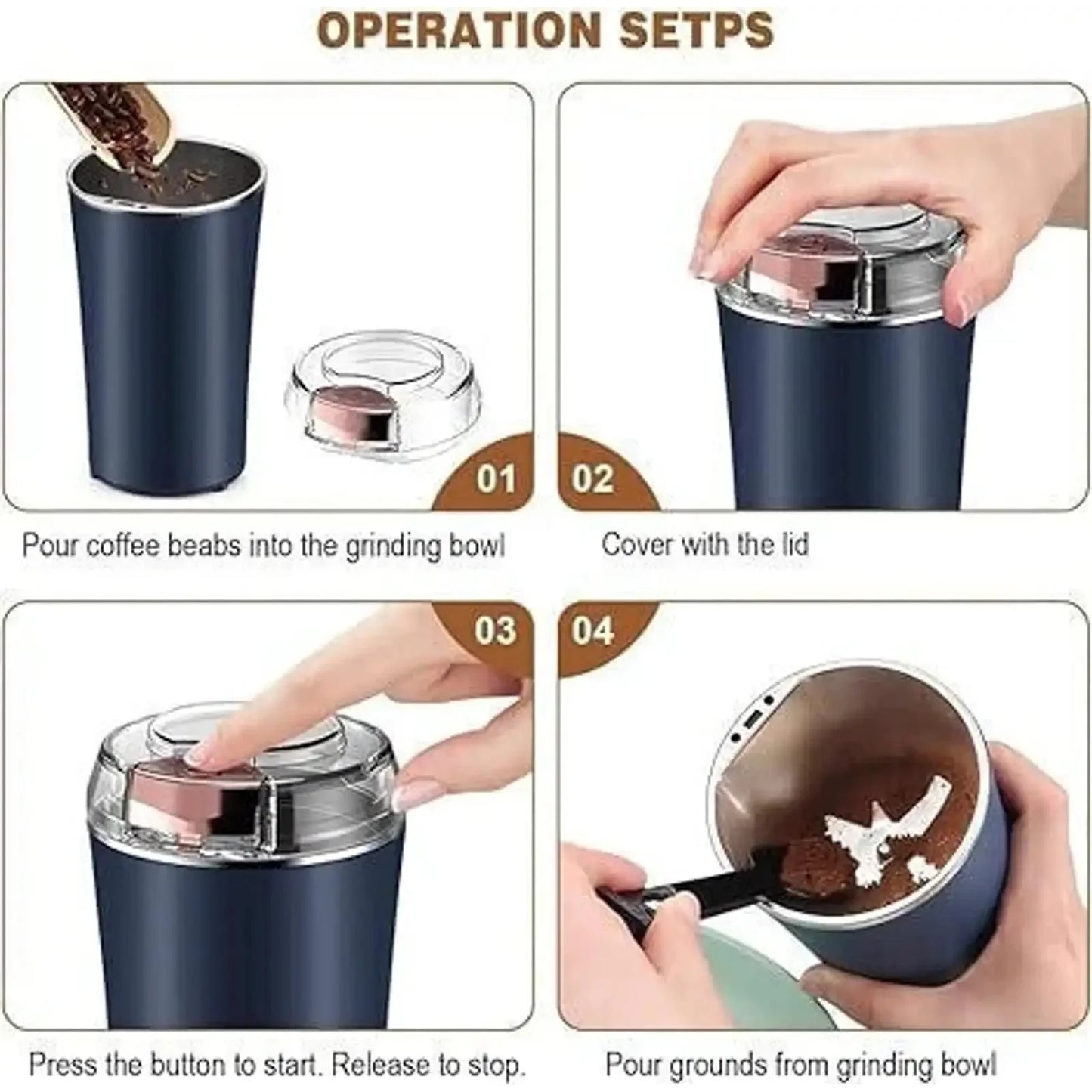 Stainless Steel Coffee Bean & Spice Grinder Machine