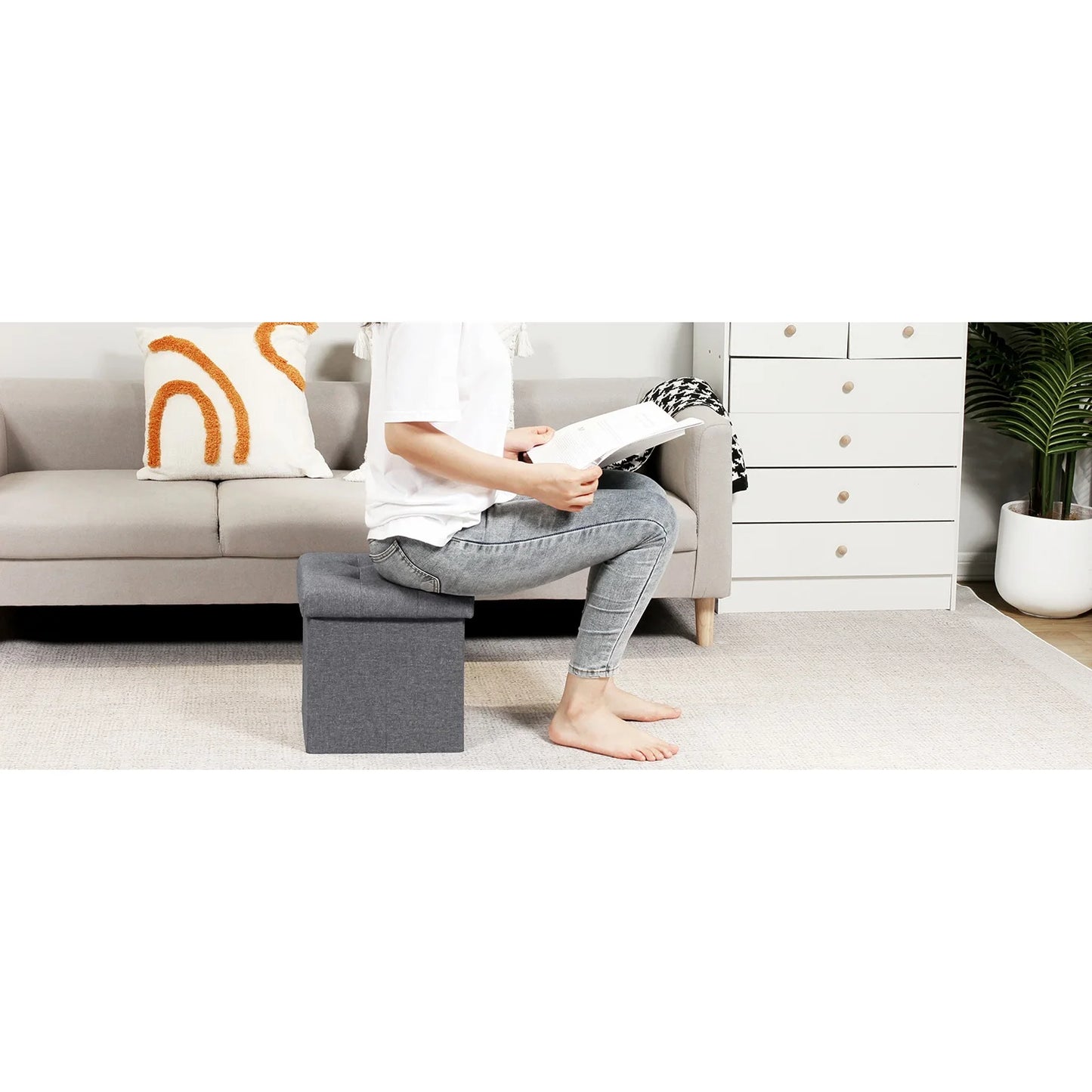5-in-1 Combination Ottoman Cube Stool Set | Space-Saving