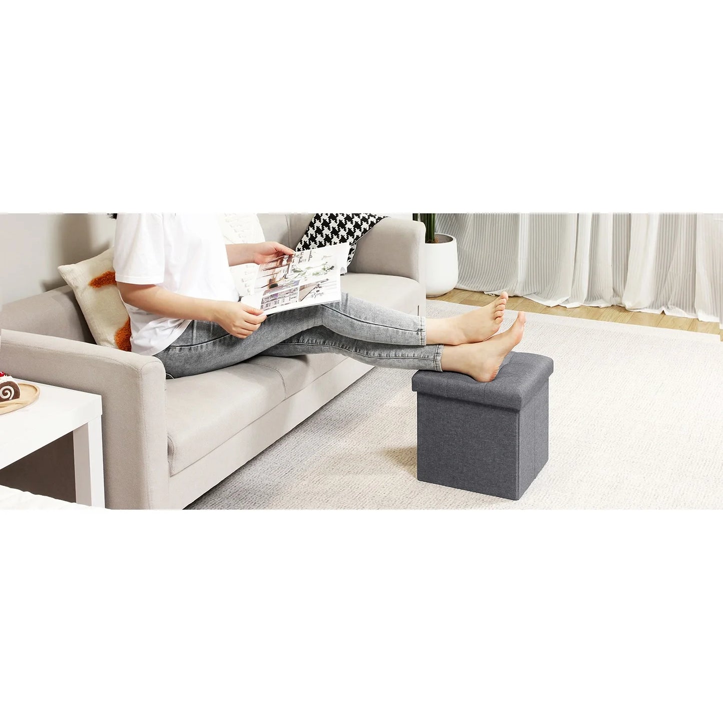 5-in-1 Combination Ottoman Cube Stool Set | Space-Saving
