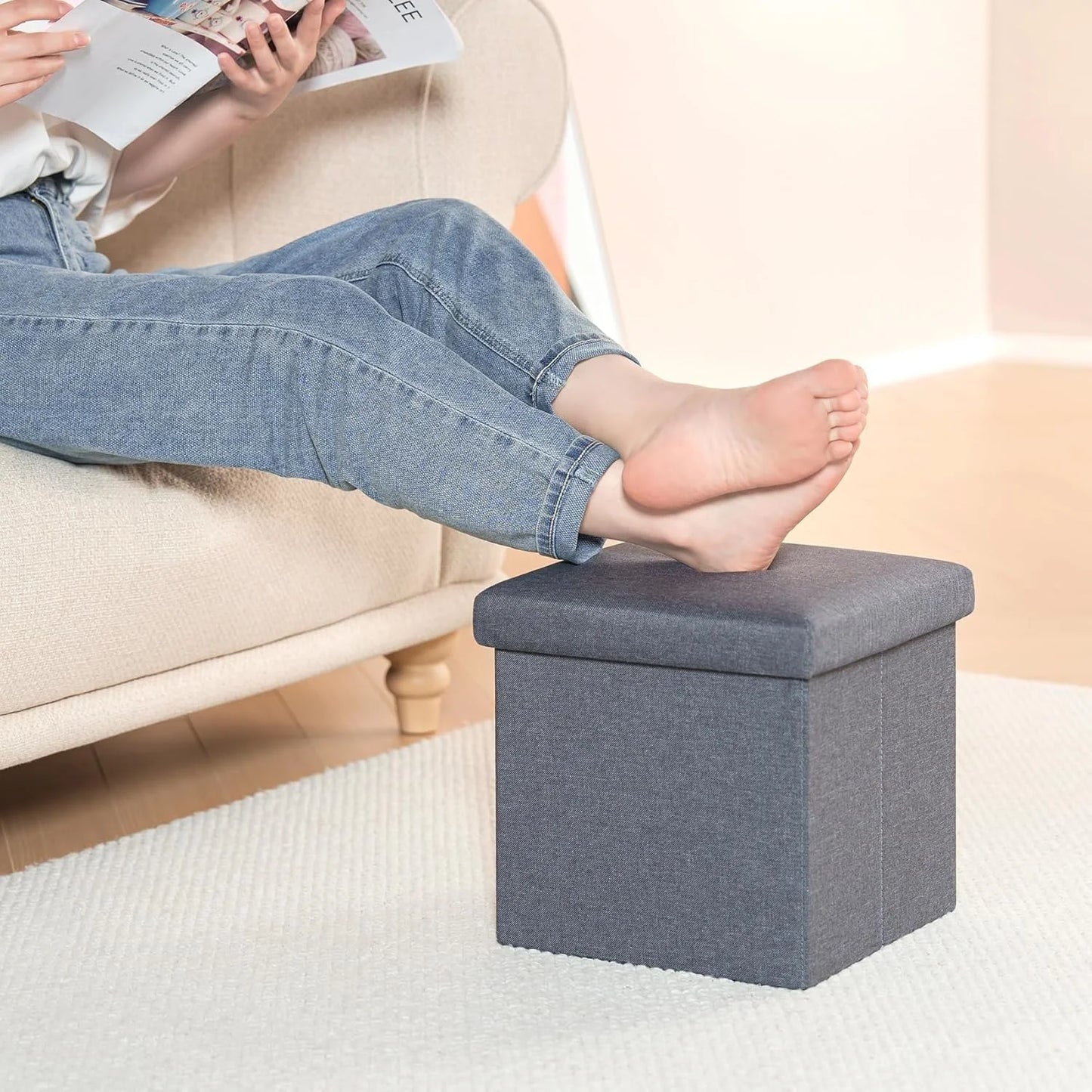 5-in-1 Combination Ottoman Cube Stool Set | Space-Saving