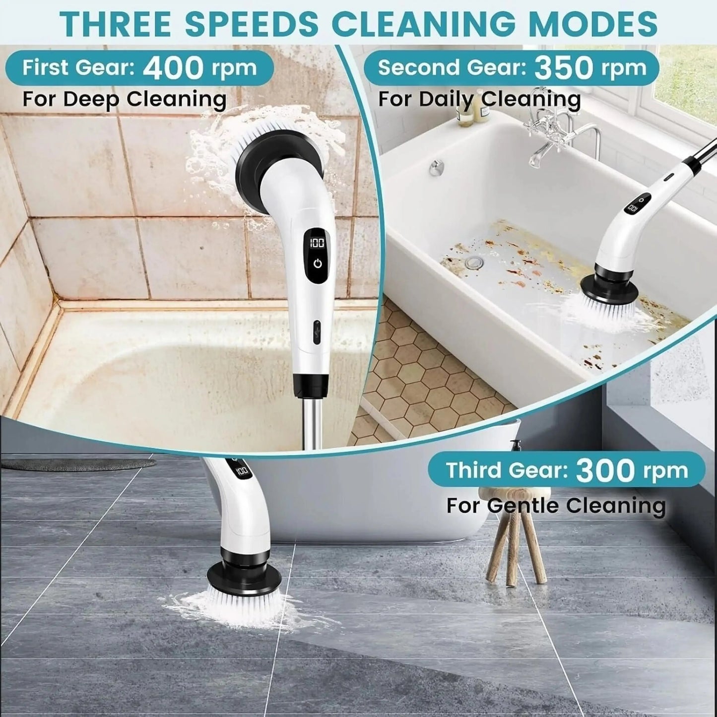 9-in-1 Multifunctional Electric Cleaning Brush & Spin Scrubber