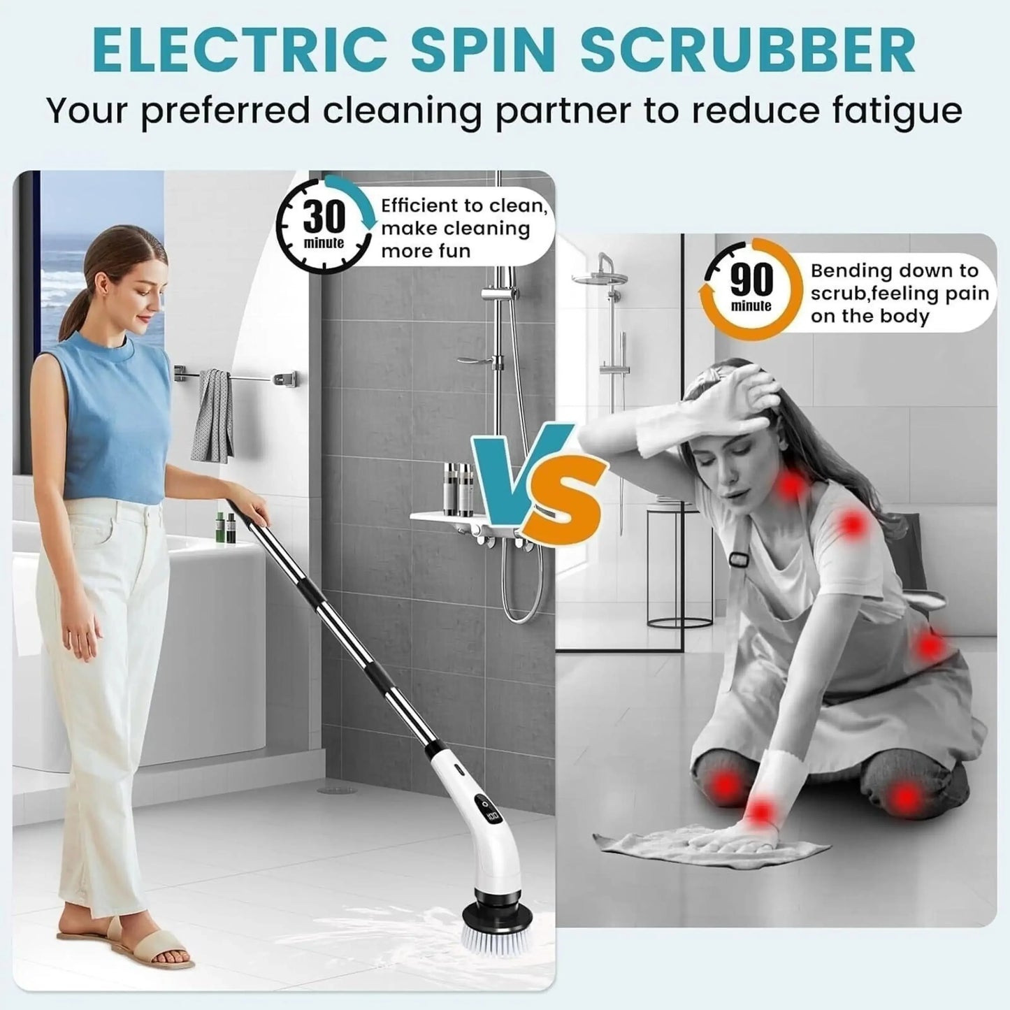 9-in-1 Multifunctional Electric Cleaning Brush & Spin Scrubber