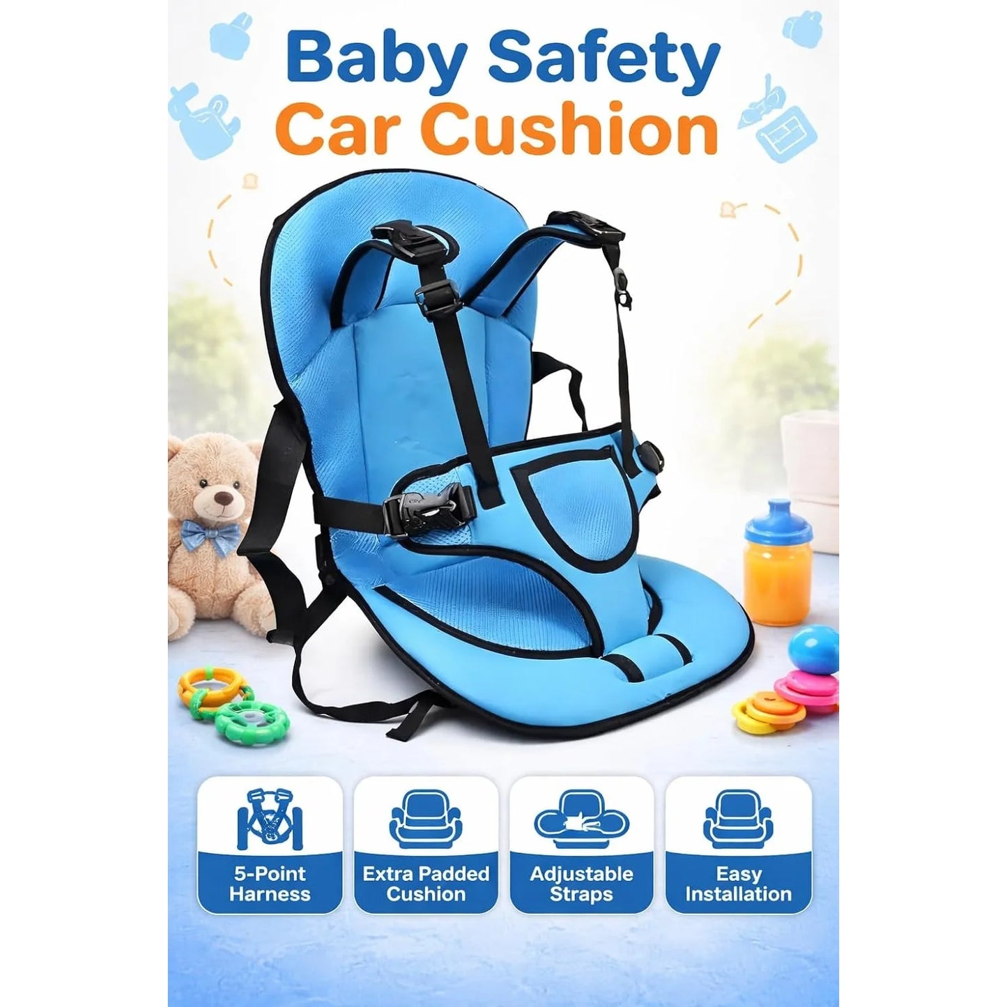 Baby Car Seat Cushion | Toddler Protection Booster