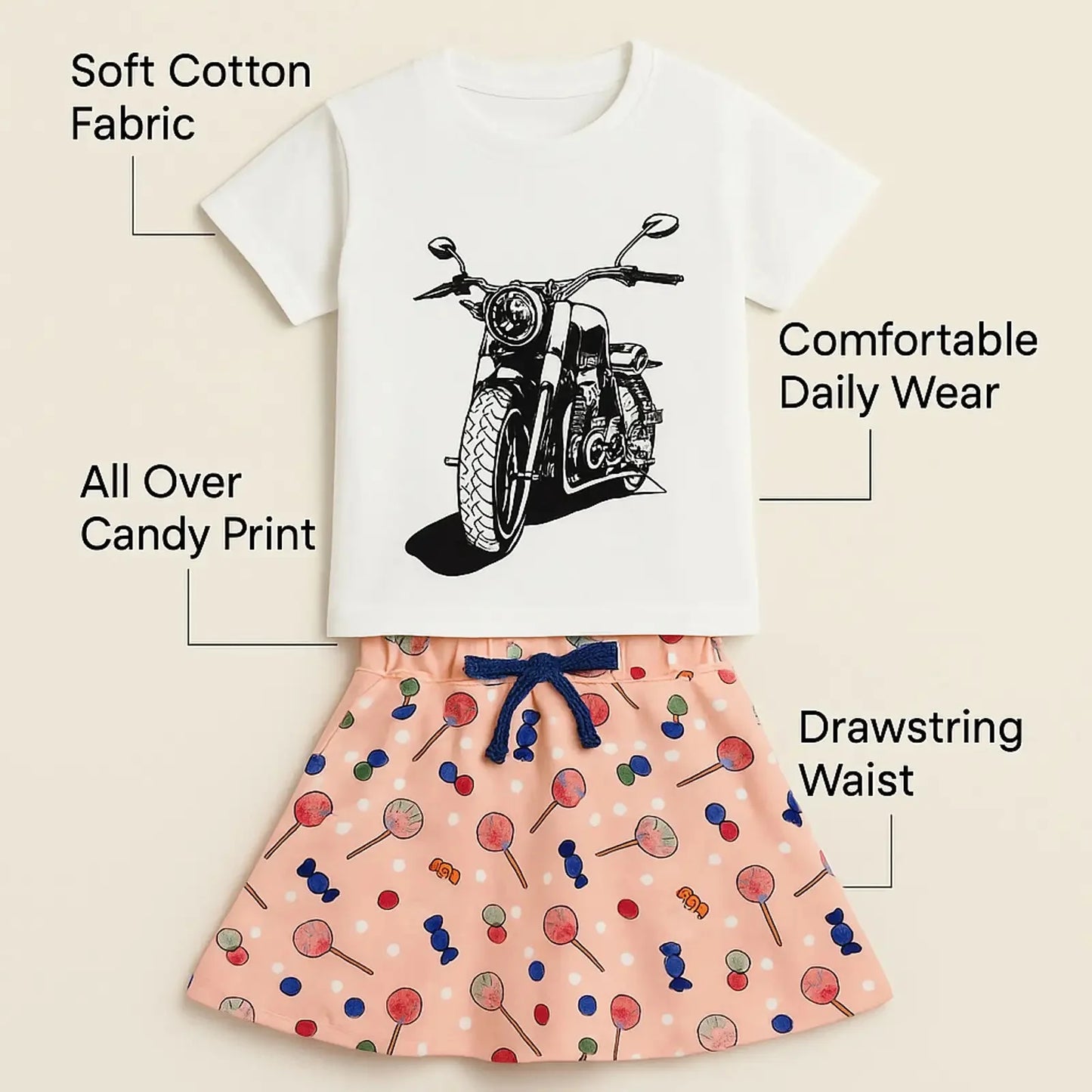 Baby Girl Clothing Set | Breathable 100% Organic Cotton | Age 1-2
