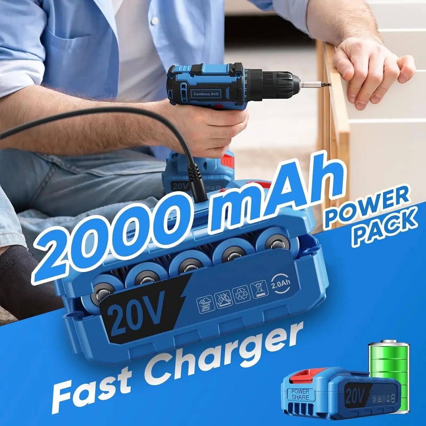 Professional Cordless Electric Drill Machine Kit
