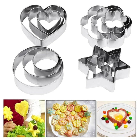 Cake & Cookie Cutters Mold (Set of 12)