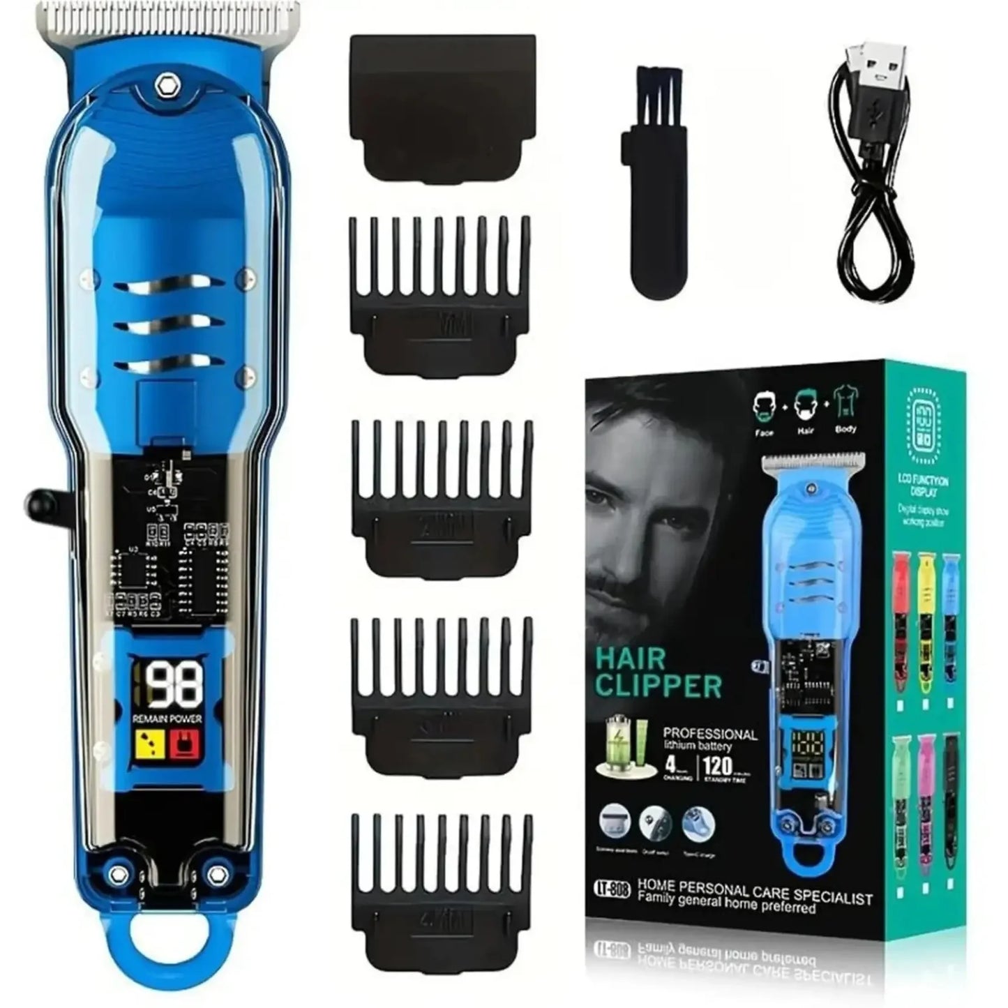 Transparent T-Blade Hair & Beard Trimmer