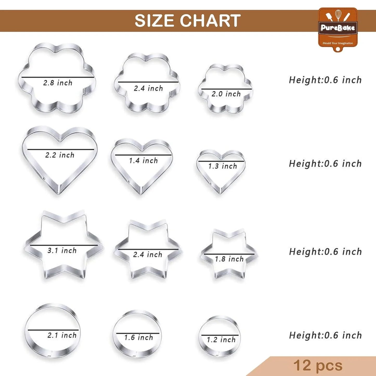 Cake & Cookie Cutters Mold (Set of 12)