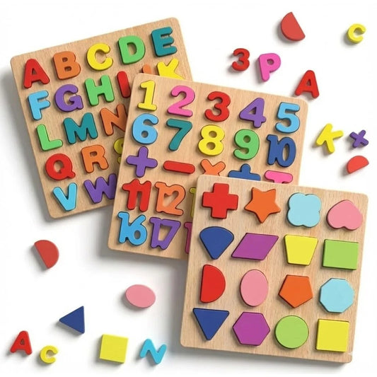 3D Wooden Educational Jigsaw Puzzle Set | Toddlers & Kids