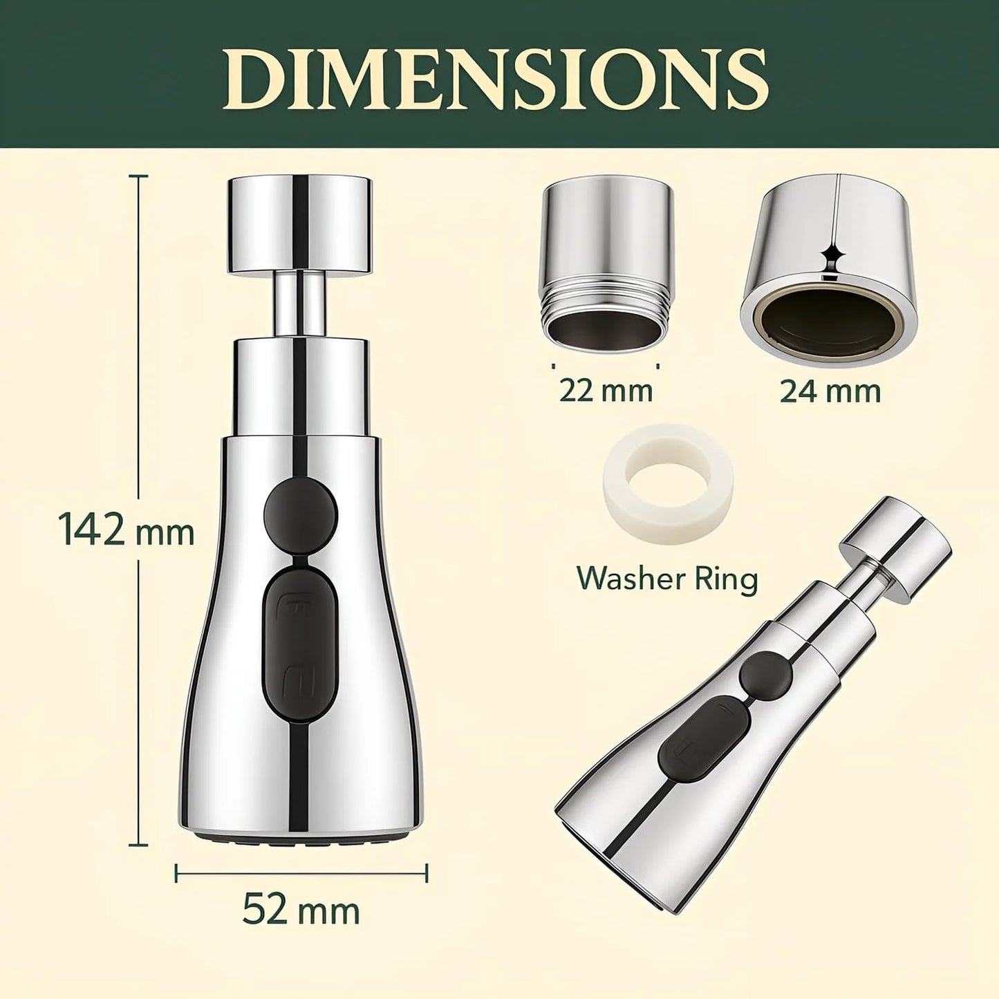 360° Rotating Swivel Water-Saving Faucet Sprayer