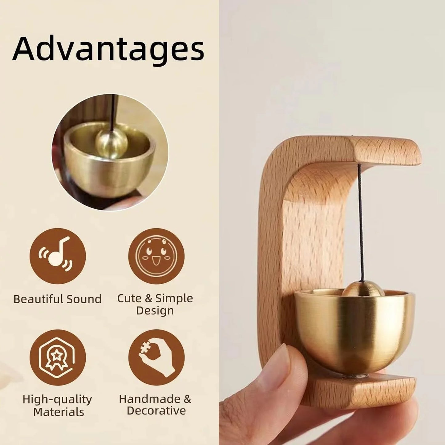 Aesthetic Handmade Wooden Magnetic Bell
